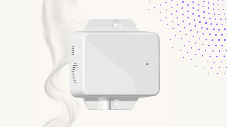 White smoke and vape detection alarm device on wall