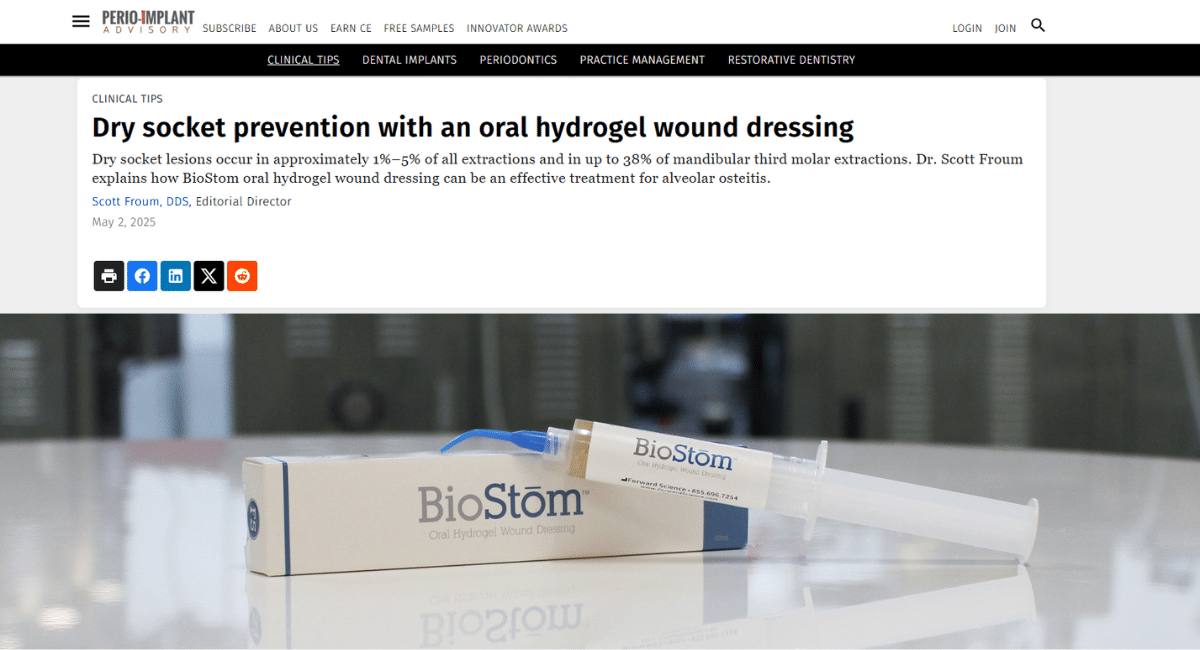 BioStom™ Featured in Perio-Implant Advisory | Forward Science