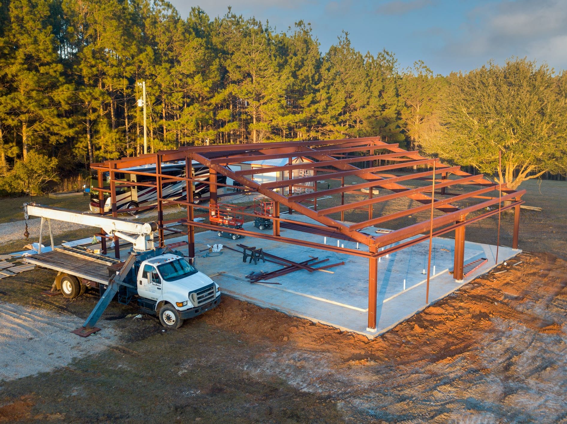 Steel frame of a residential house
