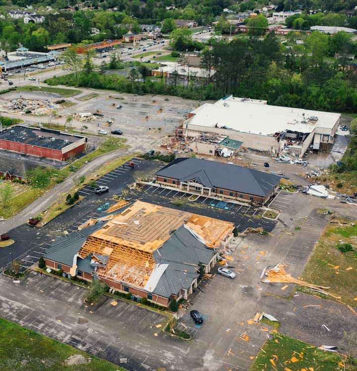 Aerial shot of storm damage Baton Rouge, LA